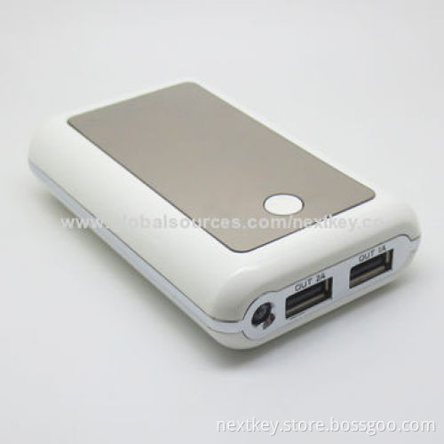 Dual-USB Portable Power Bank, 12,000mAh with Multiple Color Options, Four LED Lights Show PowerNew